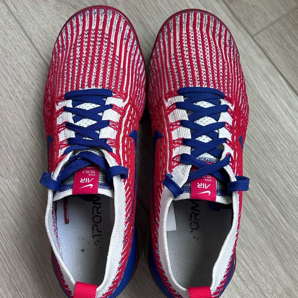 Nike Air Vapormax Flyknit 3 USA Red White Blue Mens Size 9 Rare CW5585-100 - Picture 10 of 12